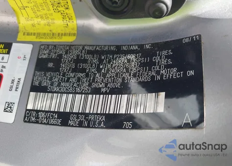 2011 Toyota Sienna Le V6 из США, поврежденный, VIN 5TDKK3DC5BS167253